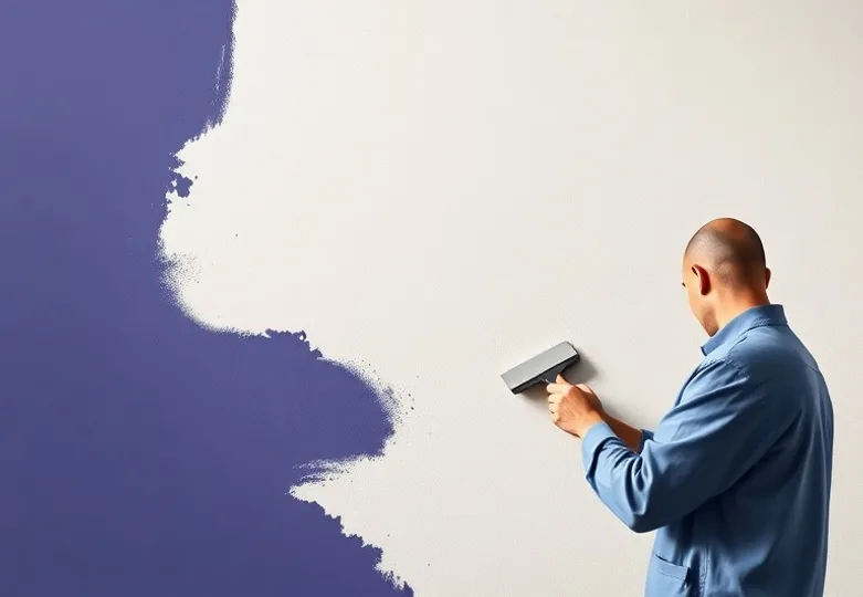 Application d'un enduit décoratif à la lisseuse sur un mur
